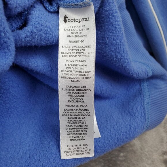 Cotopaxi Crop Hoodie Sweatshirt Light Blue Slogan Do Good Outdoor Nature Size L - Picture 7 of 9